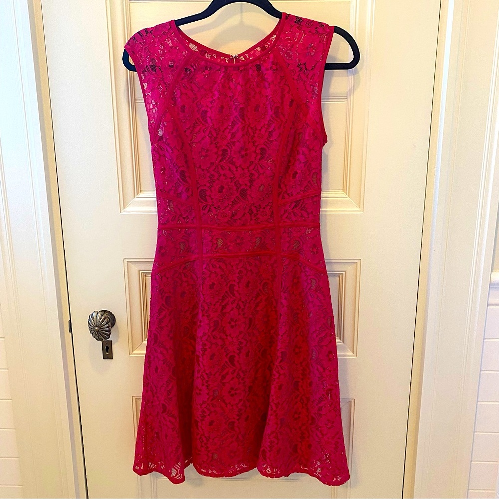 BCBG Pink Lace Knee Length Dress Size S